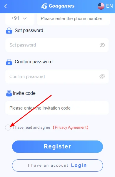 Tick the box to agree to the terms and conditions